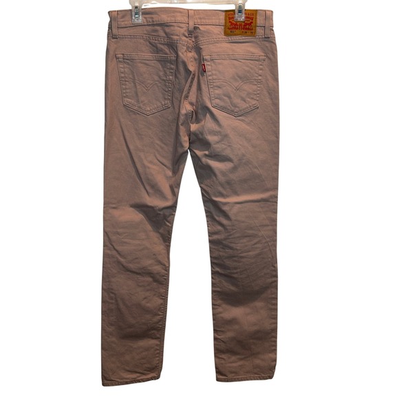Levi's 511 Mens Salmon Pink Slim Fit Jeans W33 L32 Cotton Stretch straight leg - Picture 3 of 5